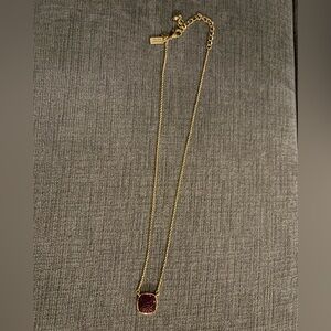 Kate Spade Red Glitter Confetti Cause A Stir Square Pendant Gold Necklace- NWOT